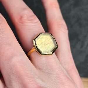 NWT Kendra Scott Davis Stone Cocktail Ring, Labradorite and Gold Vermeil